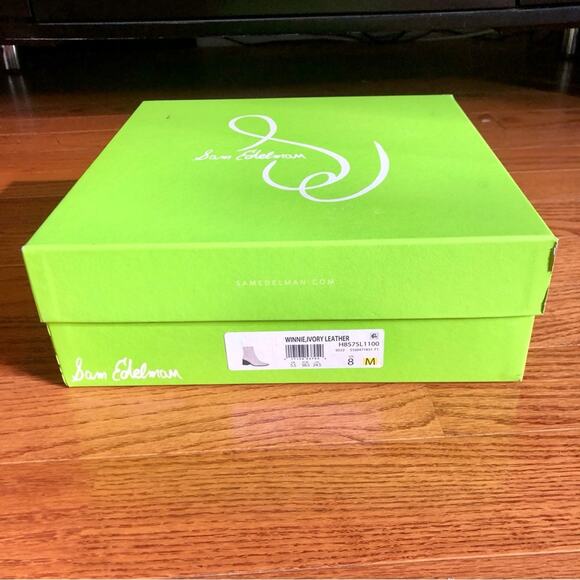 SAM EDELMAN WINNIE Ivory Leather Block Heel Bootie Women’s Size 8 - Picture 15 of 16